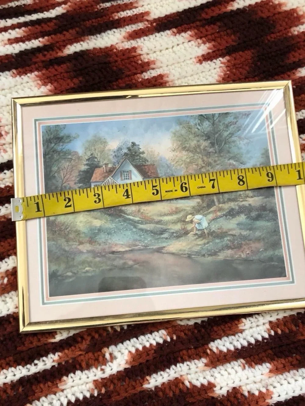 Vintage Artwork Print Framed Countryside Rural Farmhouse Rustic Cottage Antique